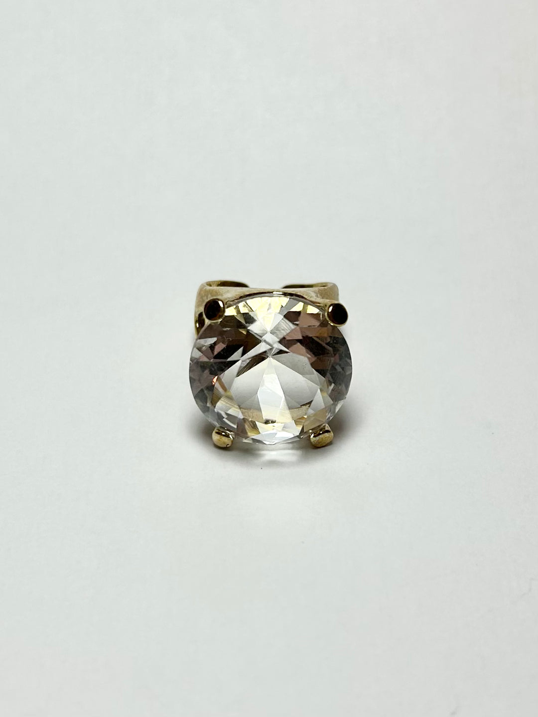 Anello Engage in Bronzo Gold con maxi pietra in cristallo, misura regolabile
