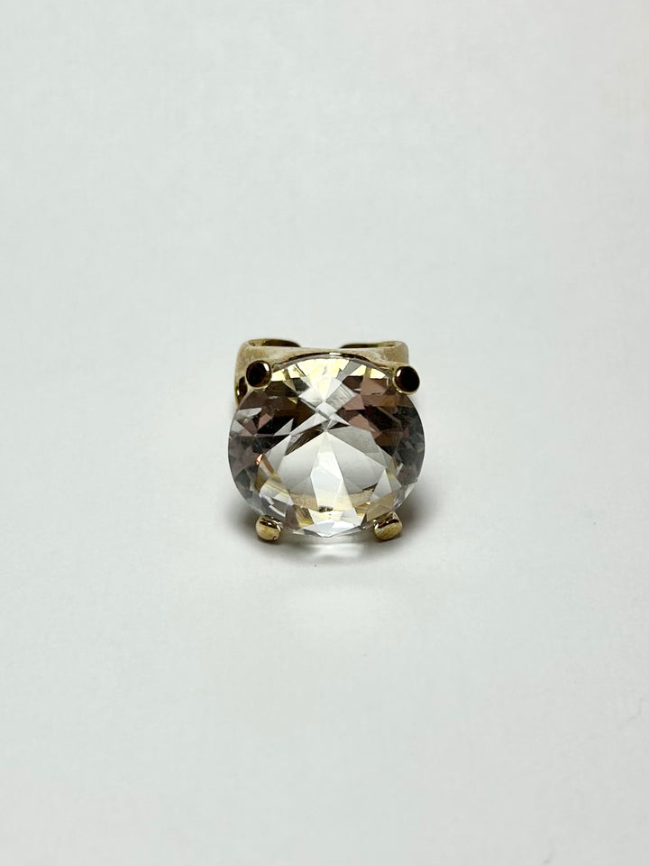 Anello Engage in Bronzo Gold con maxi pietra in cristallo, misura regolabile