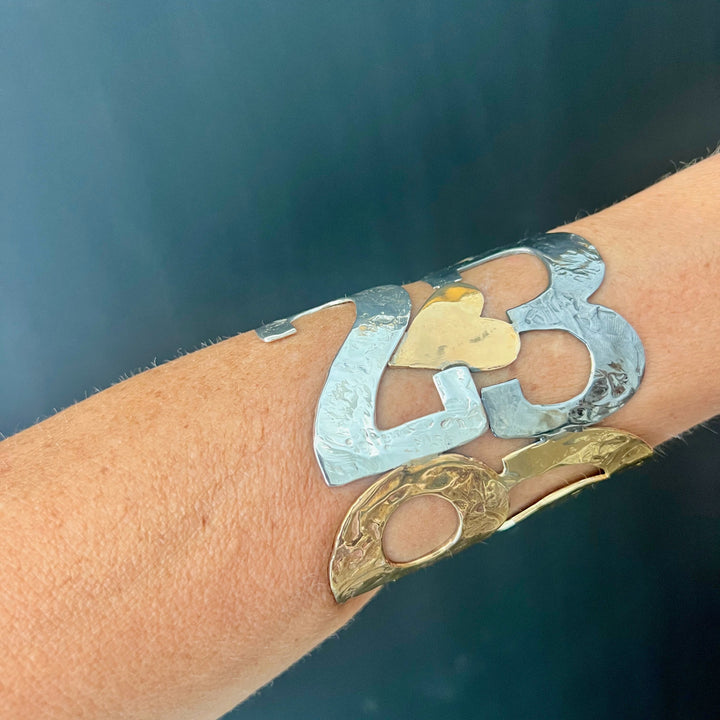 Bracciale in bronzo e argento personalizzabile con i tuoi numeri del cuore