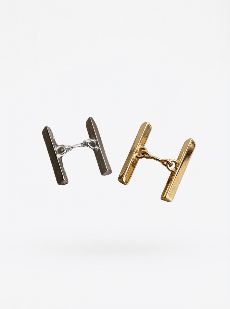 Gemelli a forma di barretta in bronzo bianco e bronzo giallo