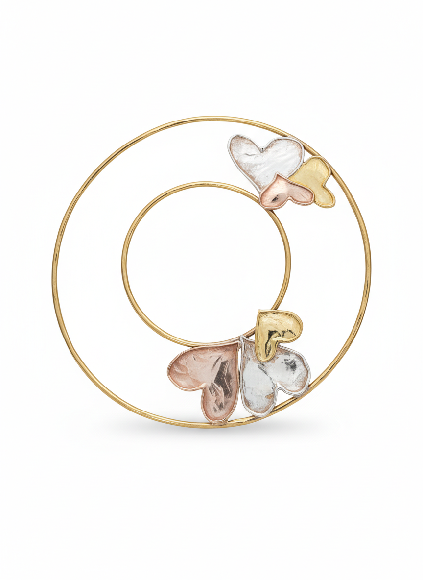 Due dischi in bronzo uniti da tanti cuoricini